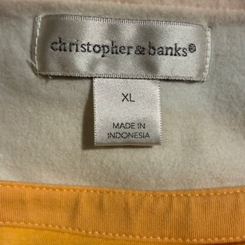 Christopher Banks Women's striped short sleeve scoop neck 98% cotton top;Size XL - Picture 4 of 5